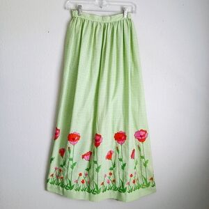 Vintage Gingham Embroidered Skirt Cottagecore